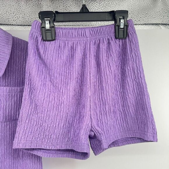 SHEIN Girls Purple Collared Top & Shorts Set Size 6 – 2-Piece Matching Outfit - Picture 12 of 15